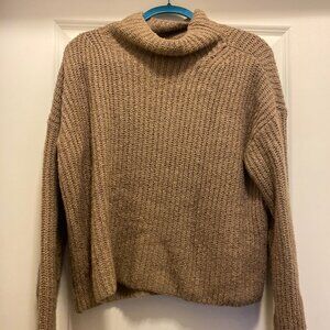 Tan Anthropologie Knit Cowl/Mock Neck Sweater Sz Small
